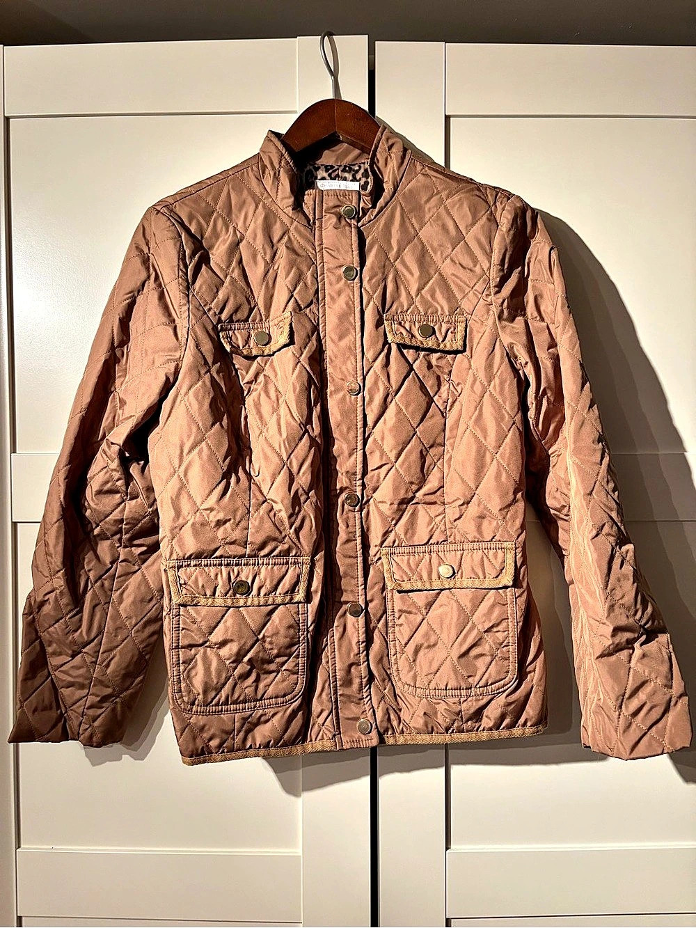 Charter Club Quilted Utility Jacket Shell in Caramel Brown Petite Medium